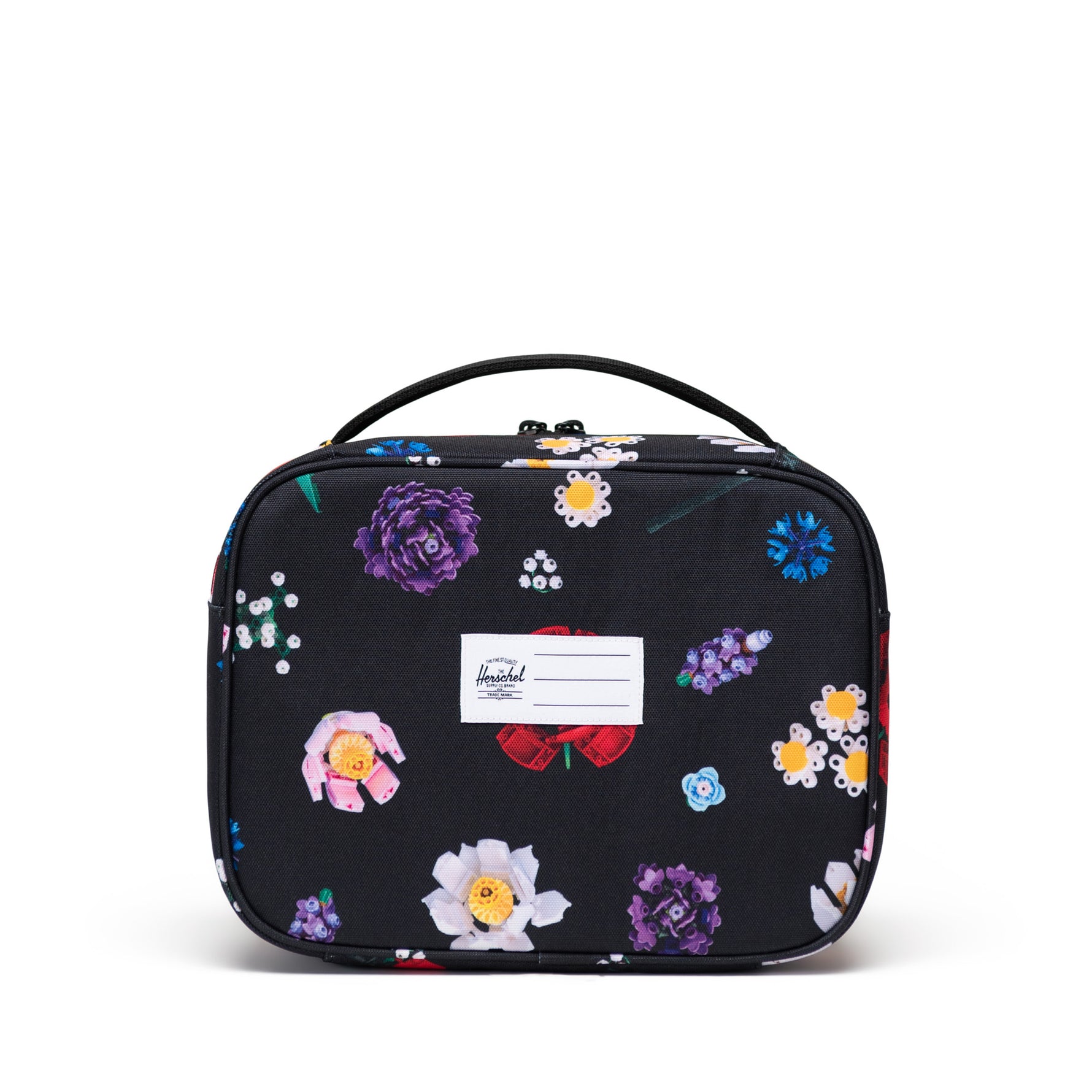 Herschel Pop Quiz LEGO® Collection Lunch Box - Falling Florals Back View with Name Patch