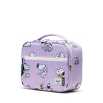 Herschel Pop Quiz Peanuts® Collection Lunch Box - Snoopy & Woodstock Pastel Lilac Side Angle View