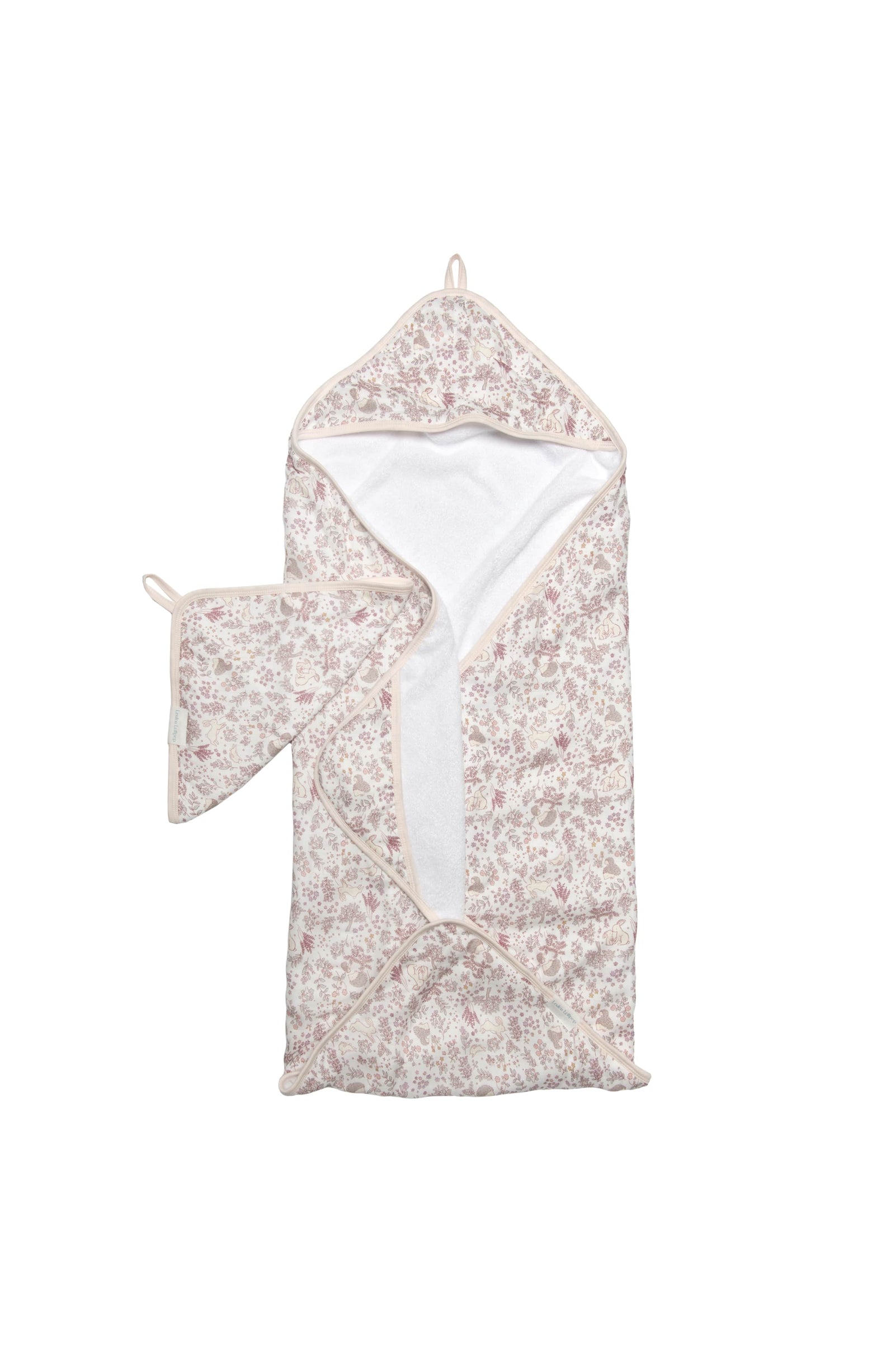 Loulou Lollipop Hooded Towel and Washcloth Set - Hedgehog Forest