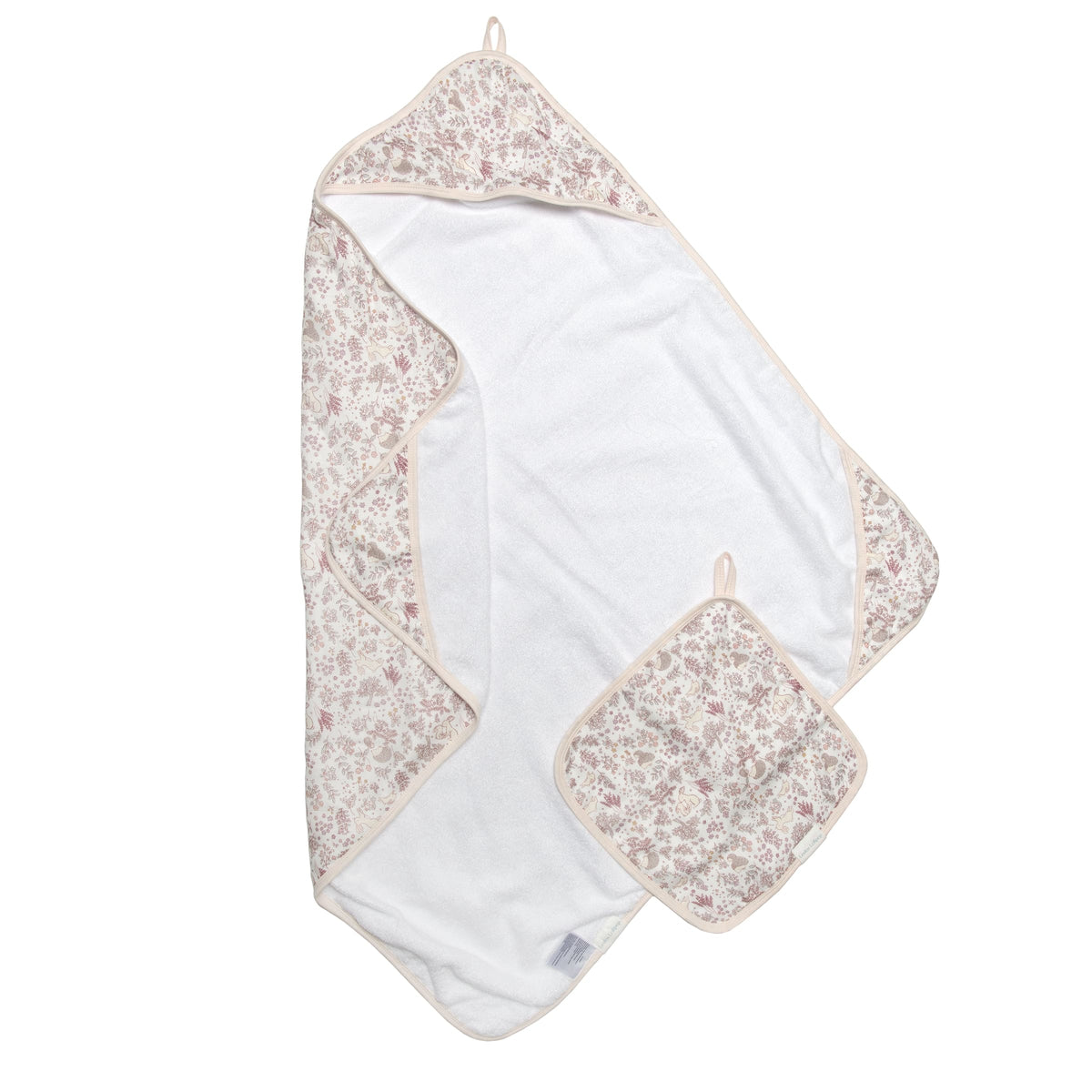 Loulou Lollipop Hooded Towel and Washcloth Set - Hedgehog Forest 2