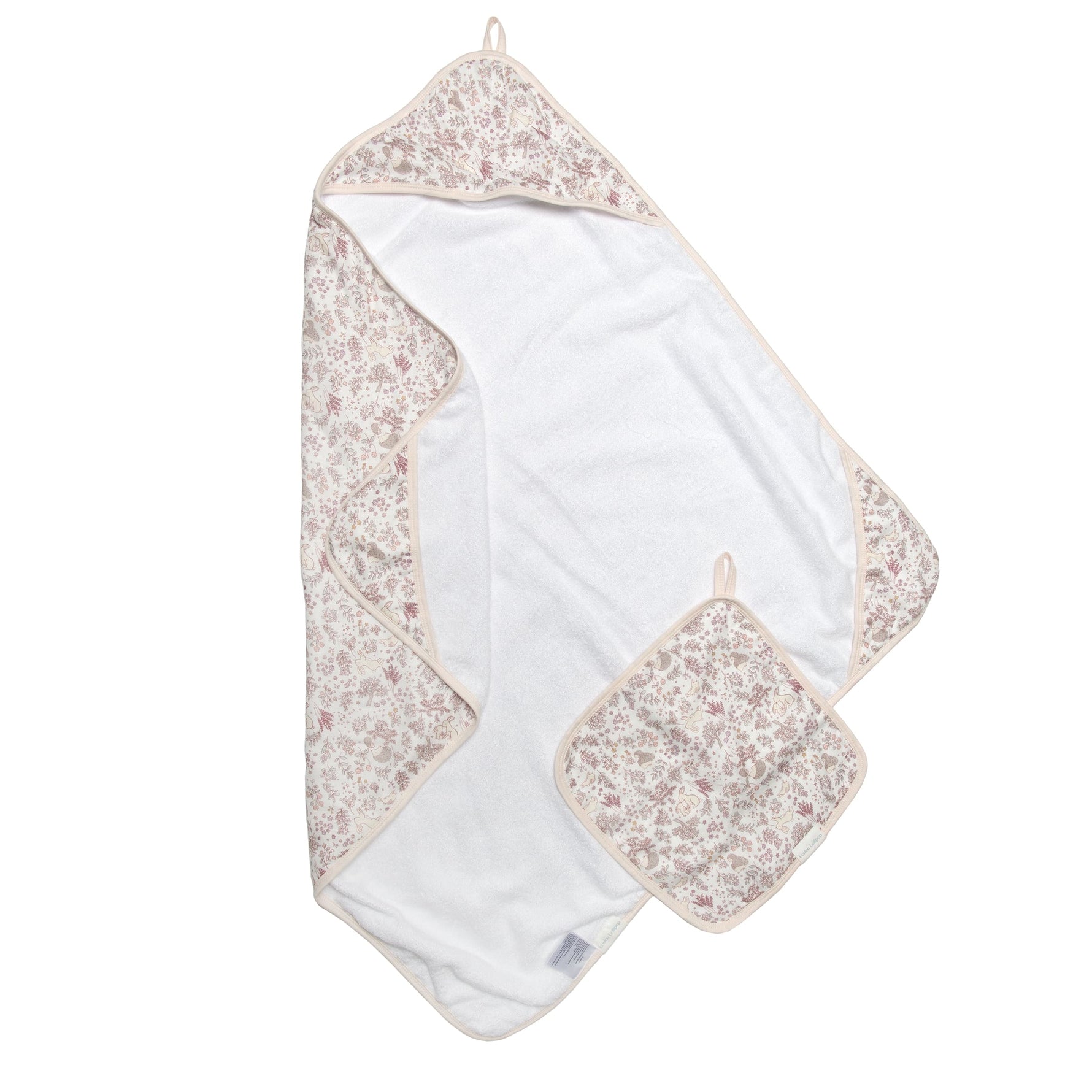 Loulou Lollipop Hooded Towel and Washcloth Set - Hedgehog Forest 2