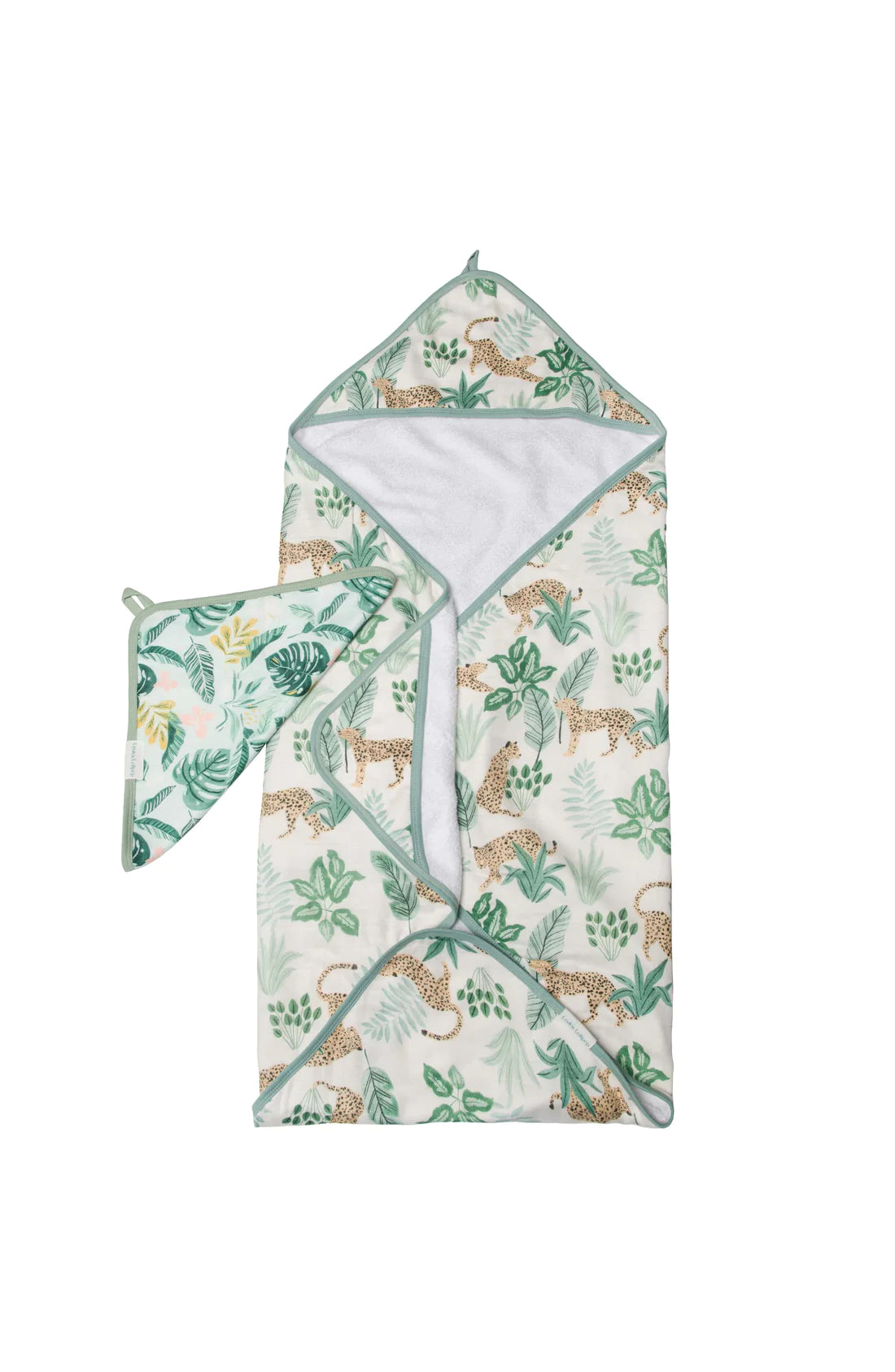 Loulou Lollipop Hooded Towel and Washcloth Set - Tropical Jungle