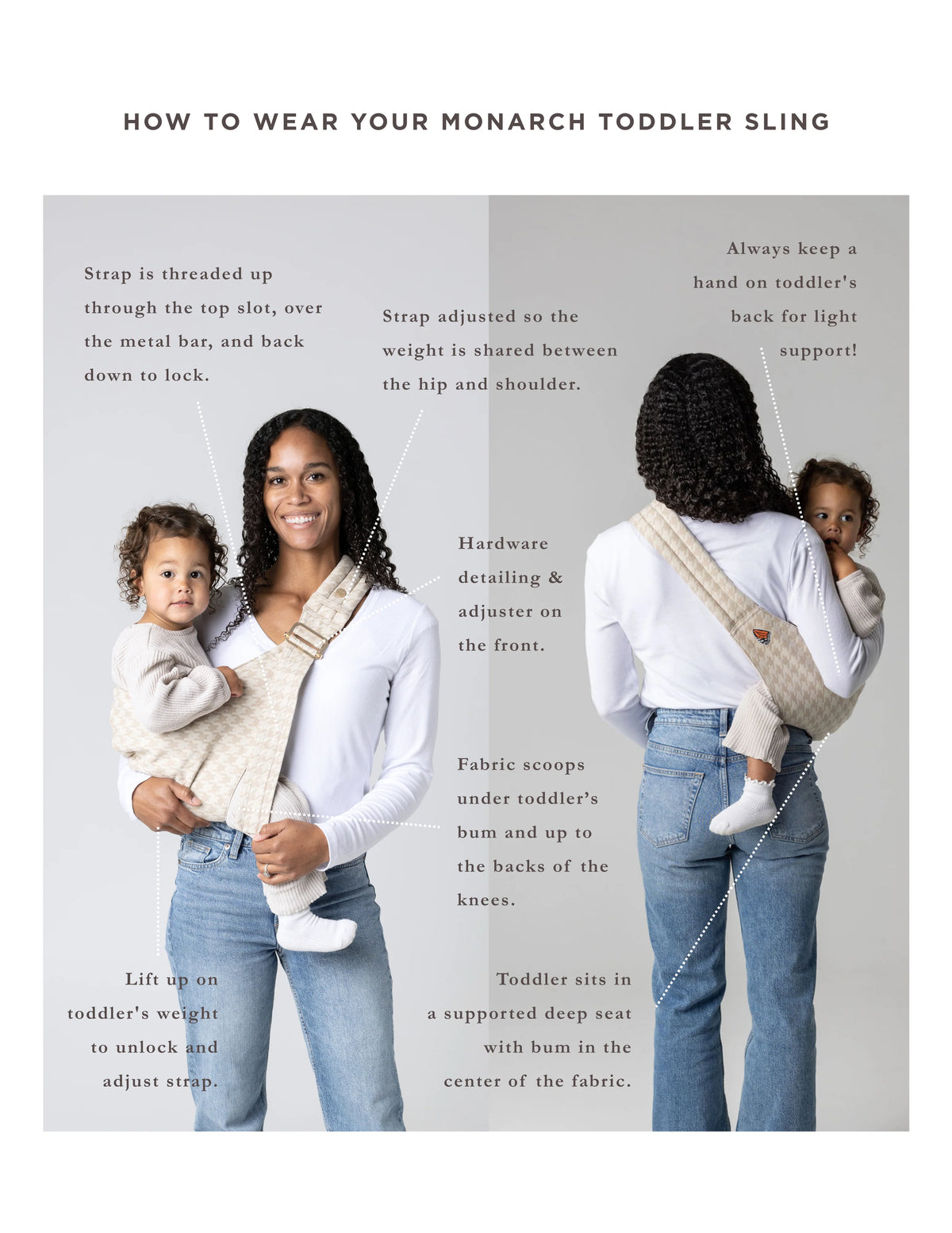 Mabē Monarch Toddler Sling Stone Sage -  Instructions