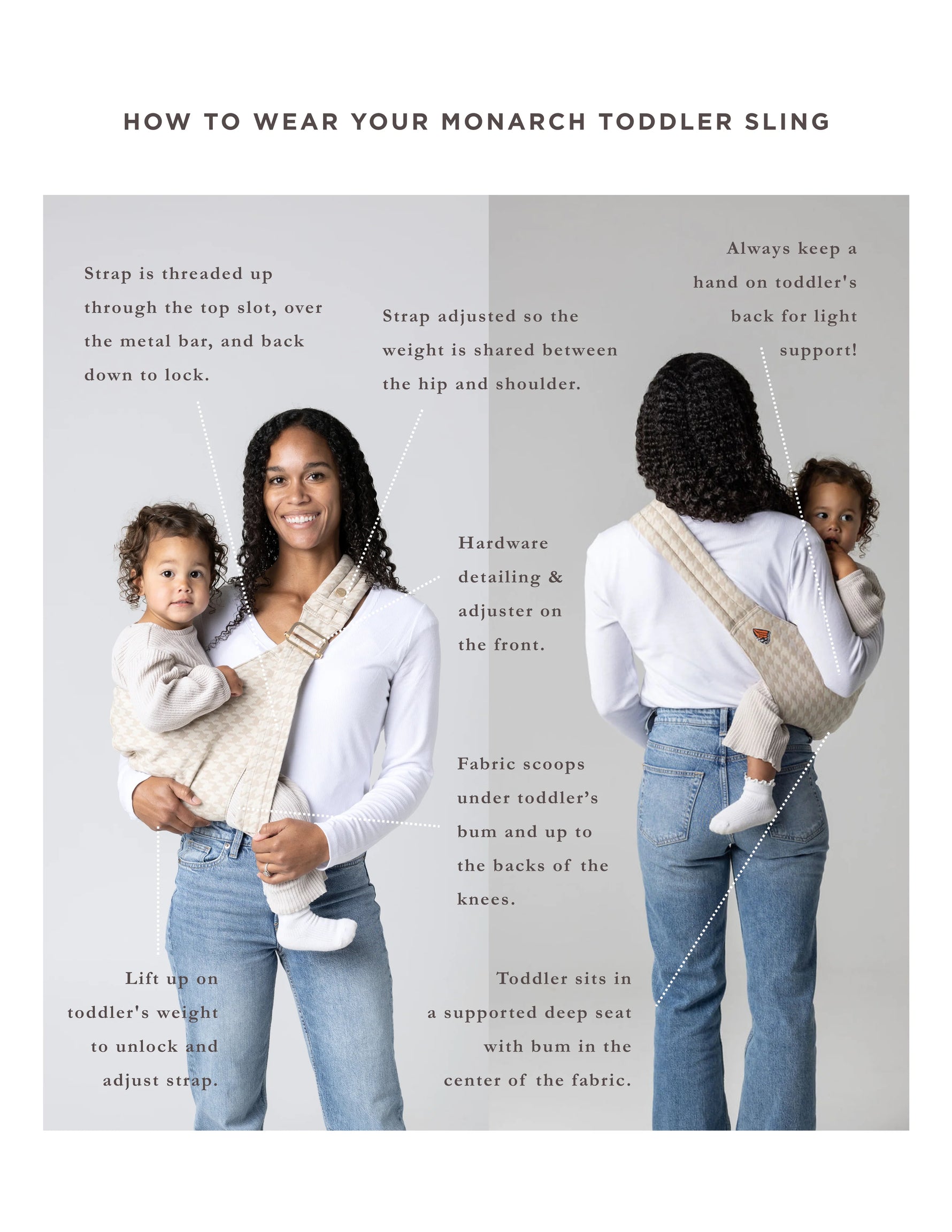 Mabē Monarch Toddler Sling Stone Sage -  Instructions