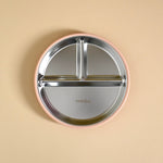 Blush - Minika Stainless Steel & Silicone Divided Suction Plate