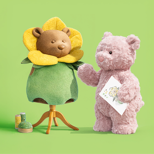 Jellycat Bartholomew Bear Daffodil Outfit with Leola Bear