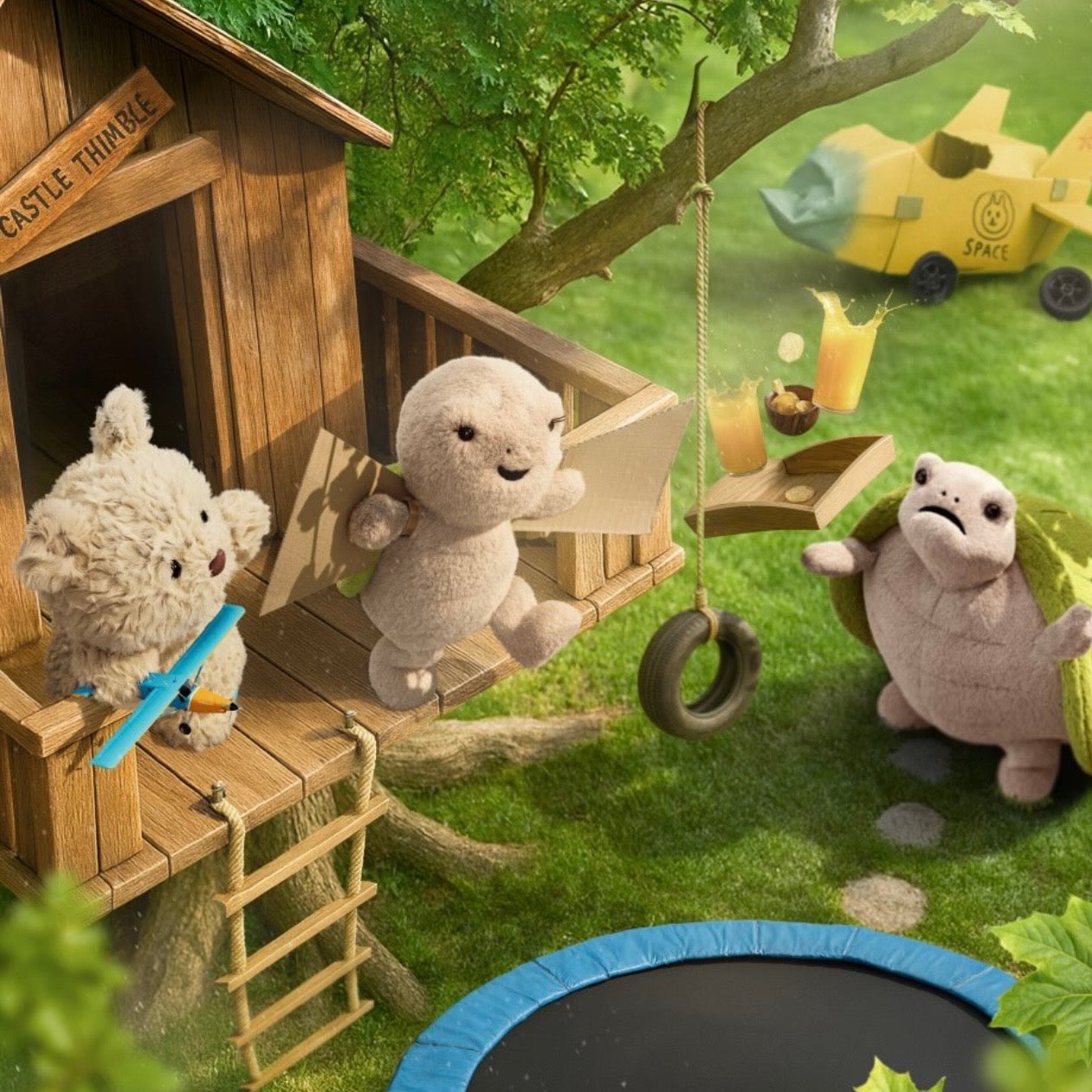 Jellycat Bartholomew Bear Junior & Thimble Turtle Lifestyle