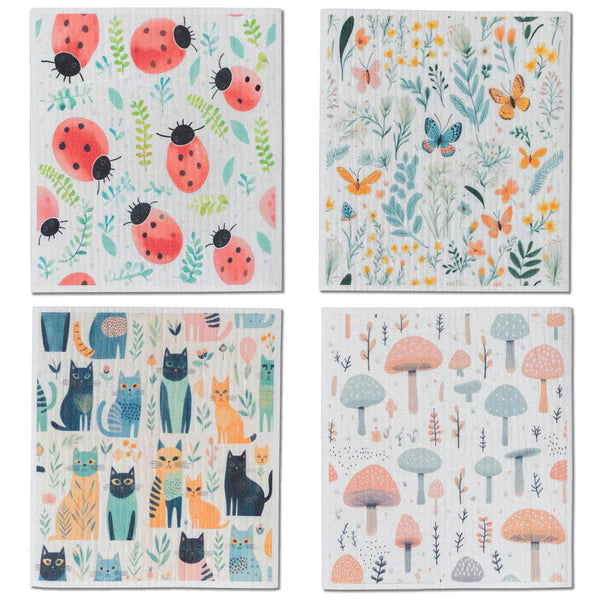 Colibri Canada Reusable Sponge Cloths 4 PK - In the Garden All Prints