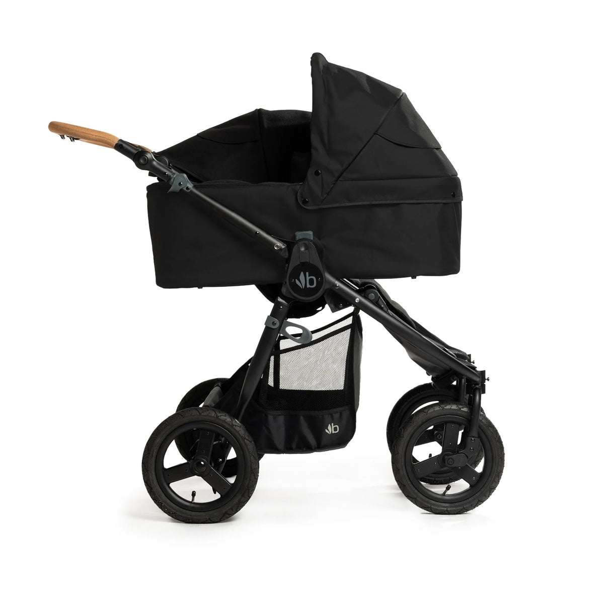 Bumbleride Indie Twin Bassinet - Side View with 1 seat and 1 Bassinet