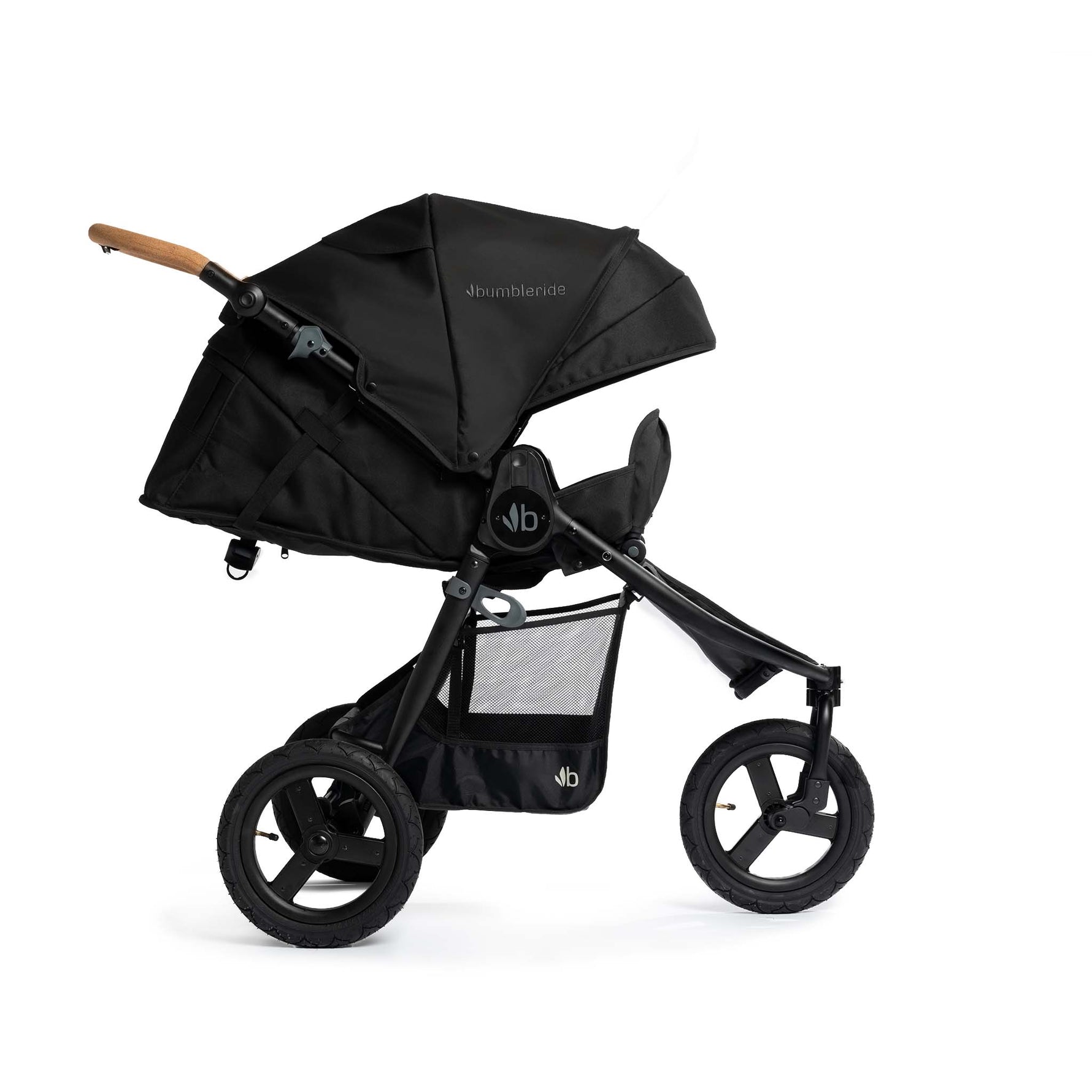 Black with Black Frame Bumbleride Indie Stroller - Infant Mode View