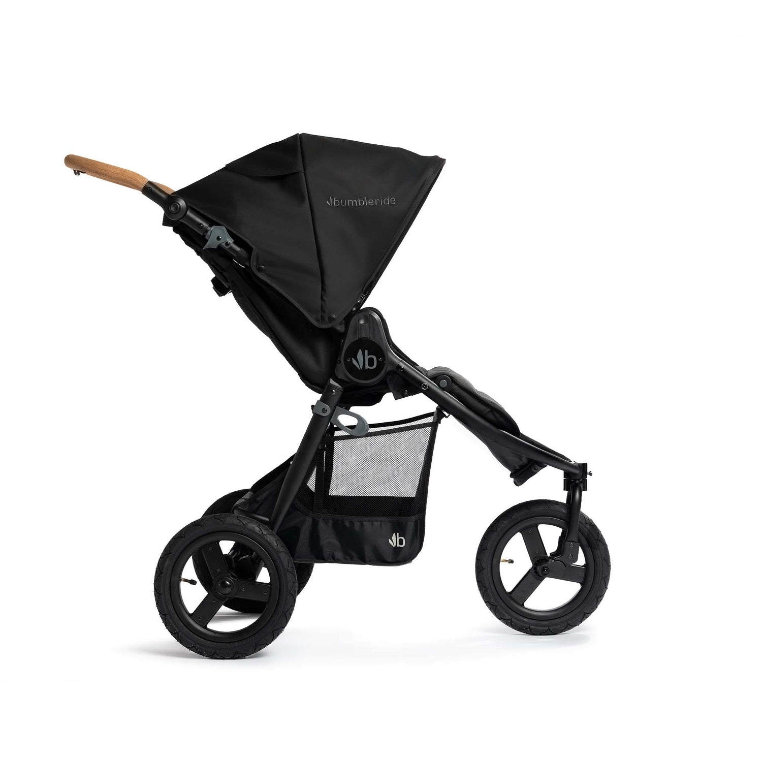Black with Black Frame Bumbleride Indie Stroller - Side Profile View