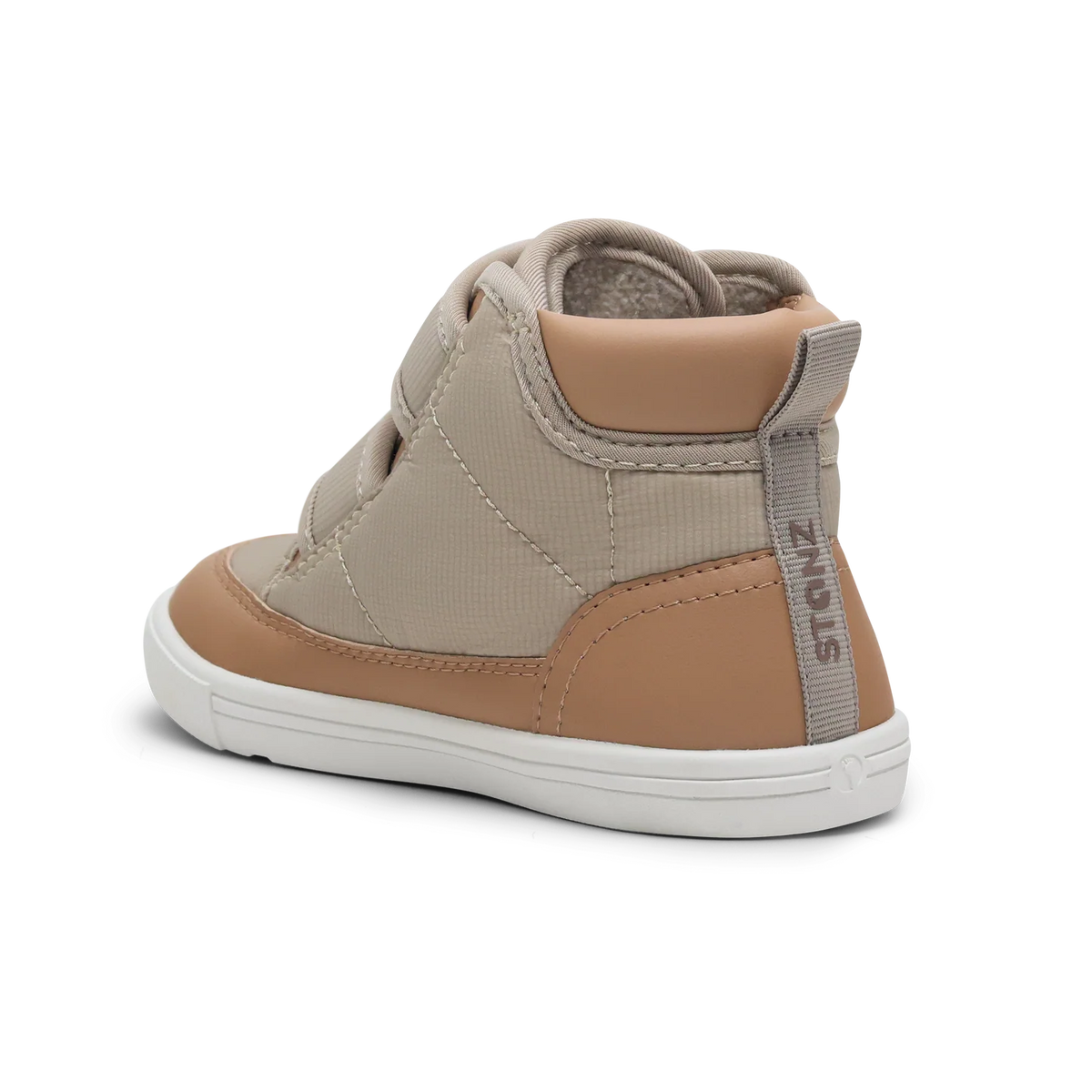 Stonz Journey Water Repellent Insulated High Top Toddler & Kid Sneakers - Dune/Camel Back Angle