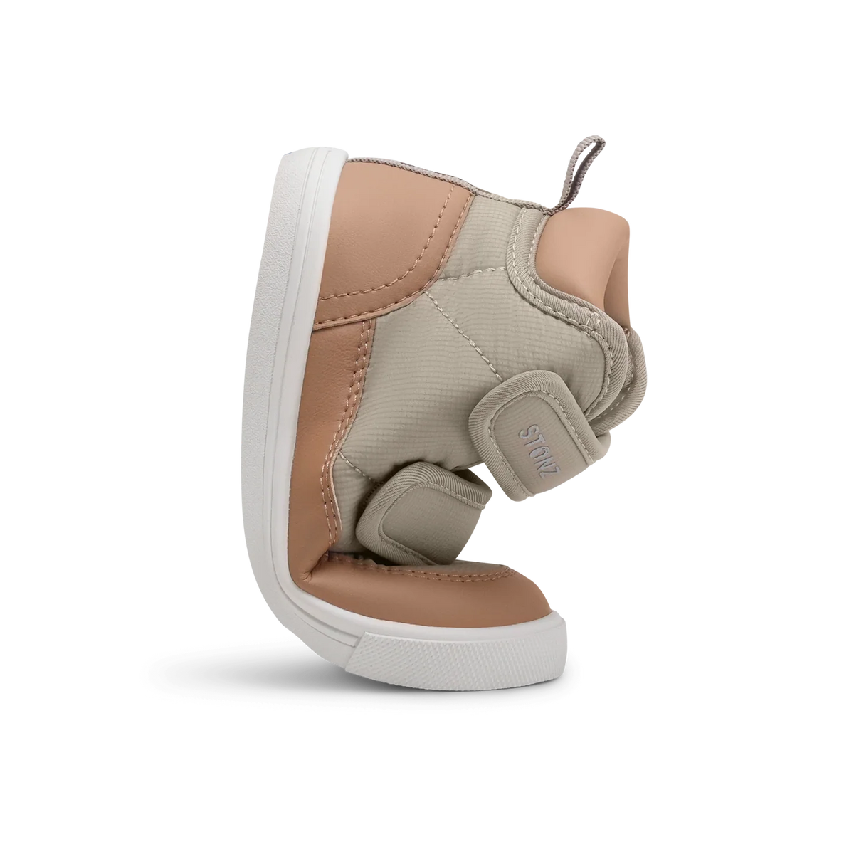 Stonz Journey Water Repellent Insulated High Top Toddler & Kid Sneakers - Dune/Camel Flexed Sole