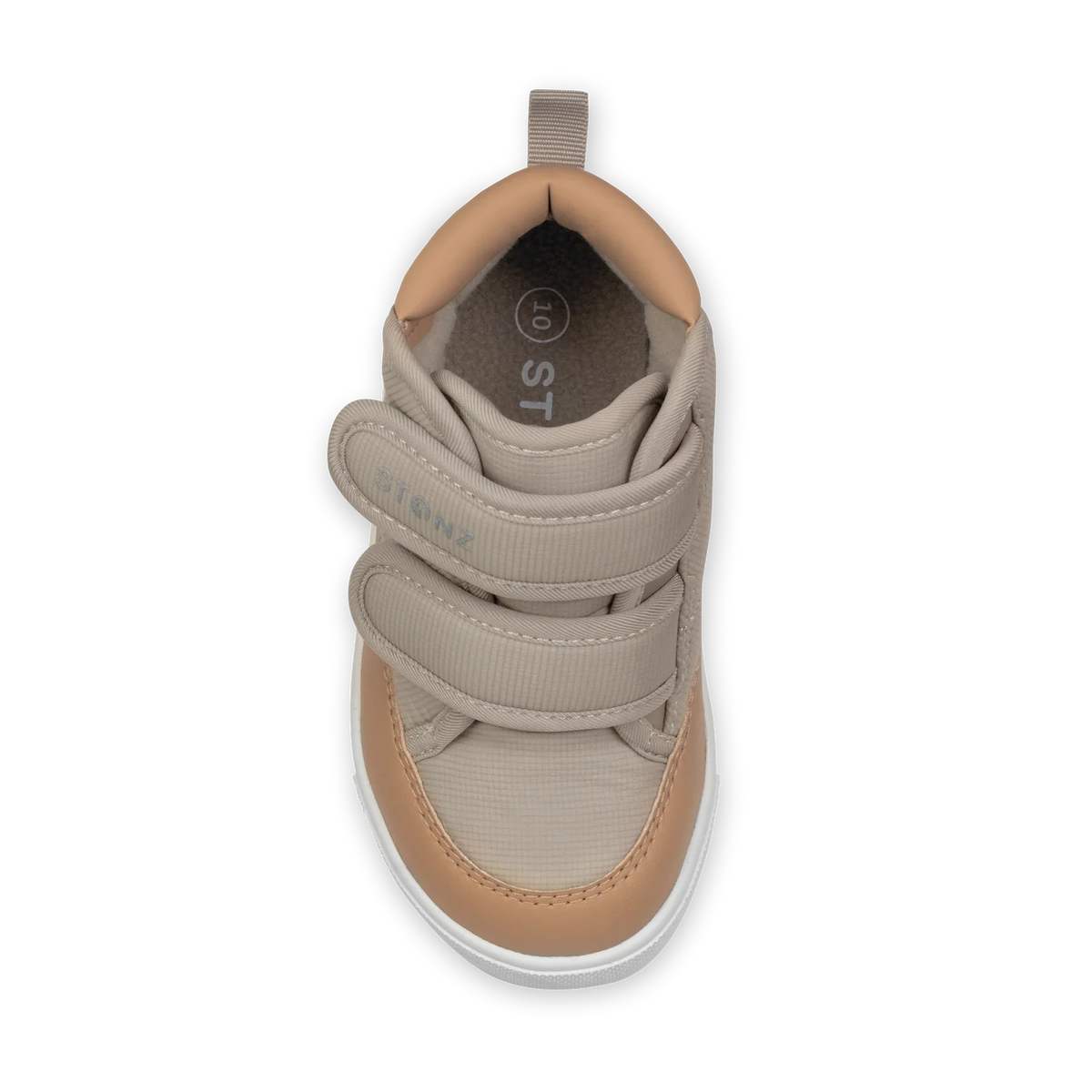 Stonz Journey Water Repellent Insulated High Top Toddler & Kid Sneakers - Dune/Camel Top View