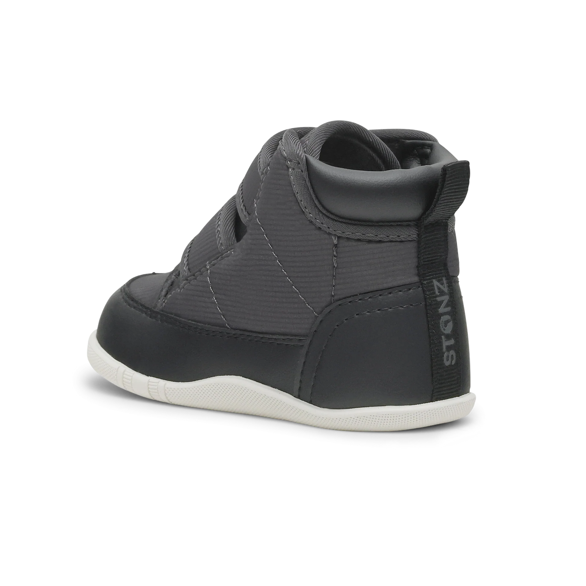 Stonz Journey Water Repellent Insulated High Top Toddler Sneakers - Charcoal/Black Back Angle View