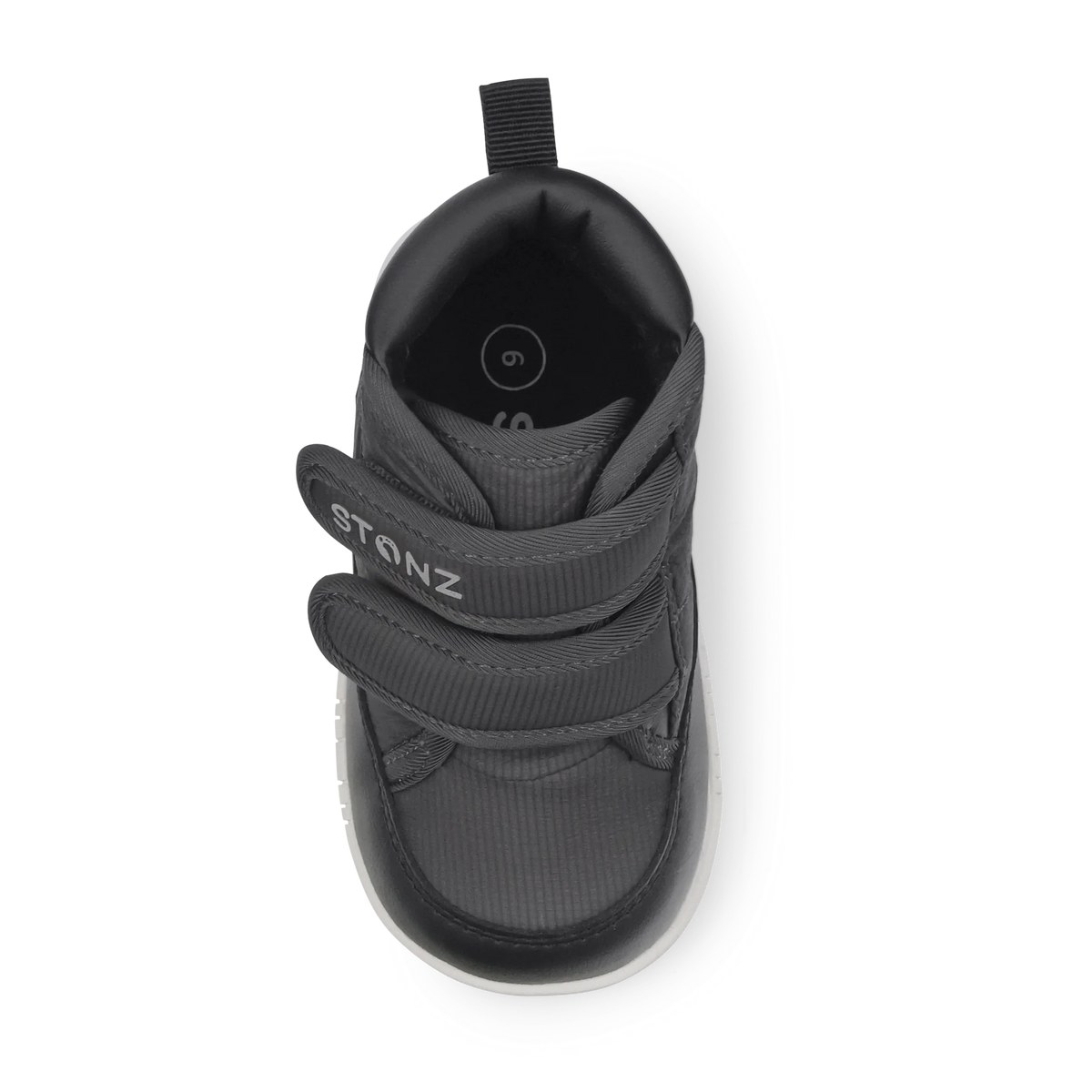 Stonz Journey Water Repellent Insulated High Top Toddler Sneakers - Charcoal/Black Top View