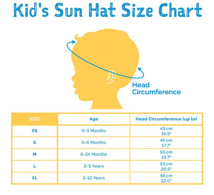 Jan & Jul Gro-With-Me Aqua-Dry Sun Hat - Size Chart
