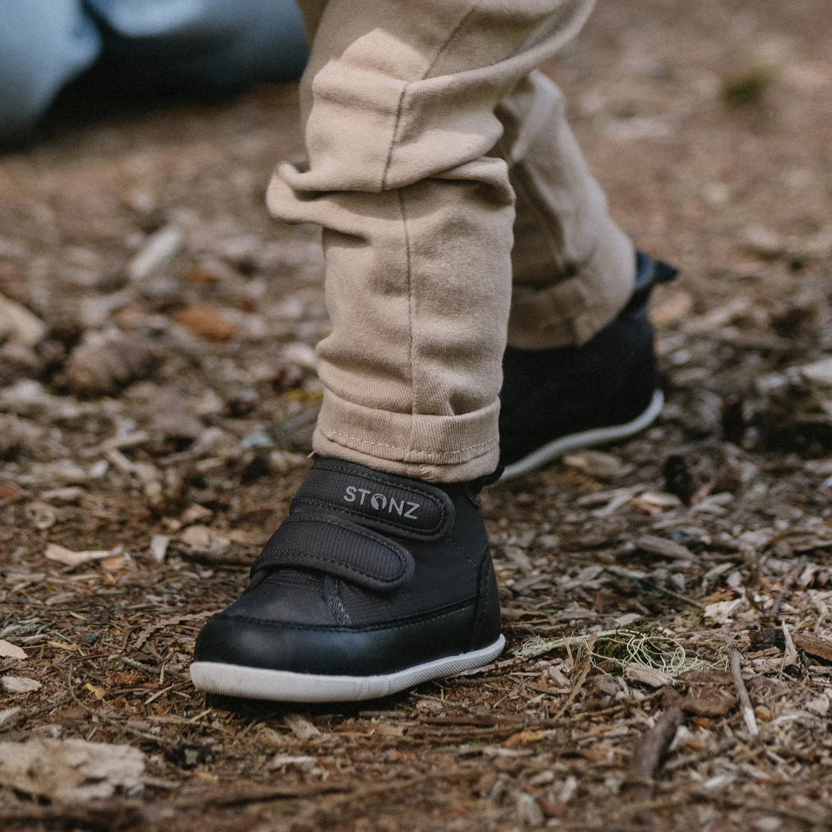 Stonz Journey Water Repellent Insulated High Top Toddler Sneakers - Black Lifestyle