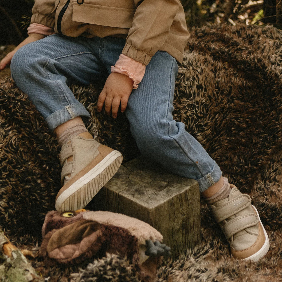 Stonz Journey Water Repellent Insulated High Top Toddler & Kid Sneakers - Dune/Camel Lifestyle