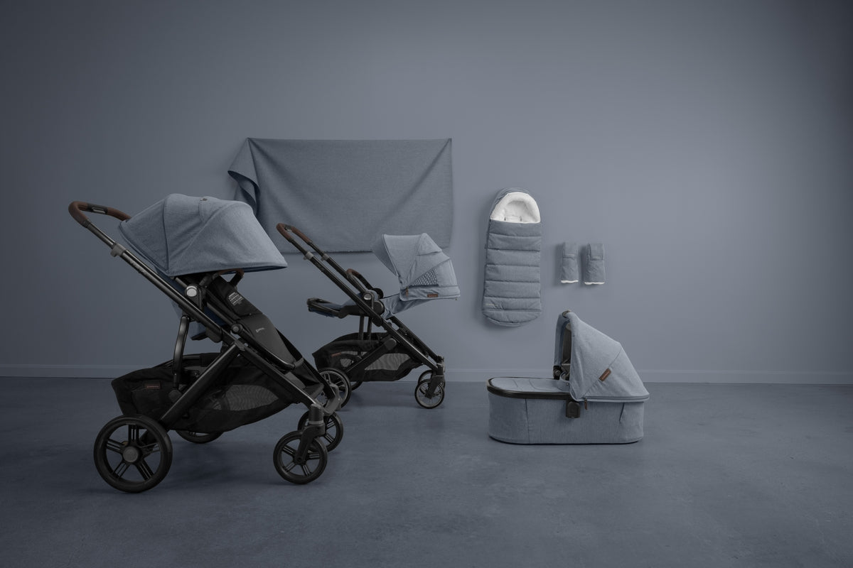 UPPAbaby Cruz V3 Stroller - Julian (Dusty Blue Melange/Carbon Frame/Chestnut Leather) - Julian Fashion Story