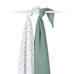 Lulujo Cotton Muslin Swaddle Blanket 2 PK - Bunny & Fern 2
