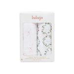 Lulujo Cotton Muslin Swaddle Blanket 2 PK - Bows & Rose Trellis Packaged
