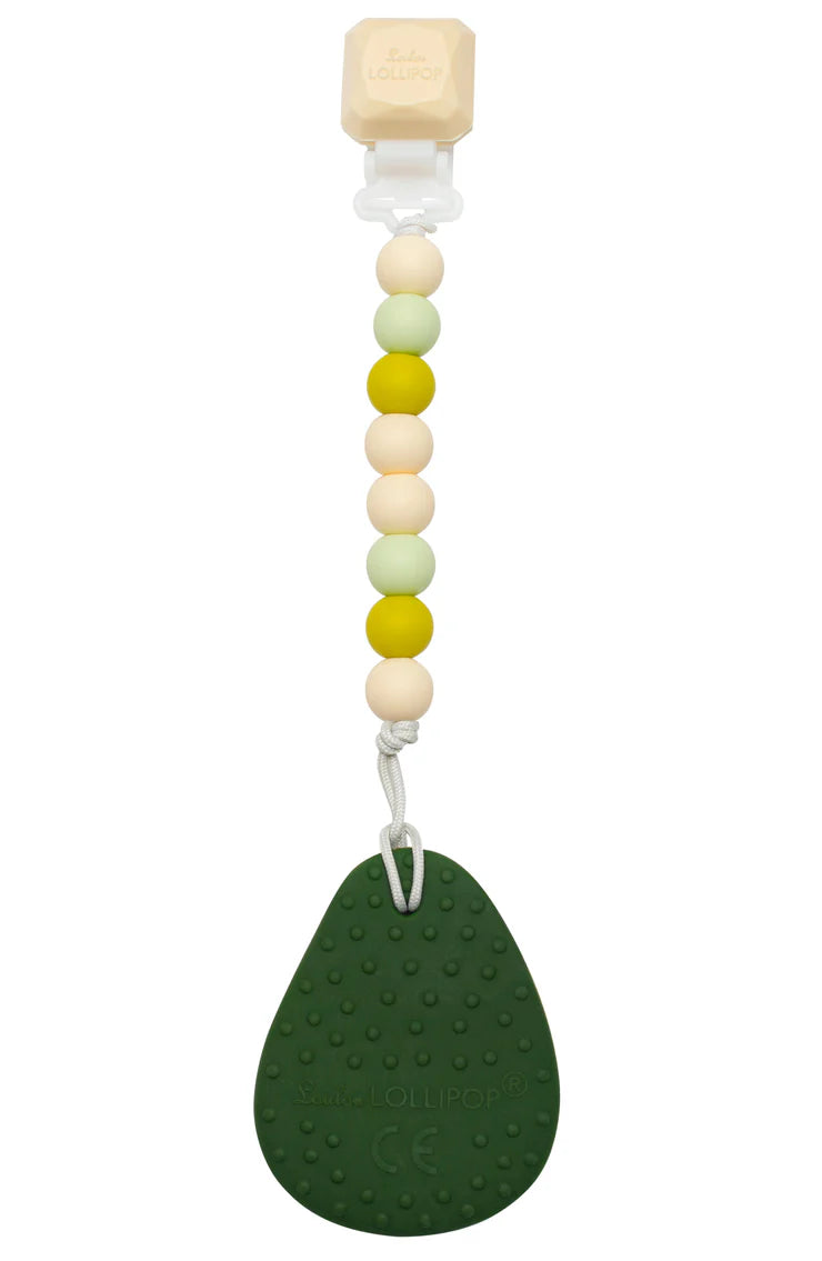 Loulou Lollipop Gem Pacifier Clip Teether Set - Avocado Back View
