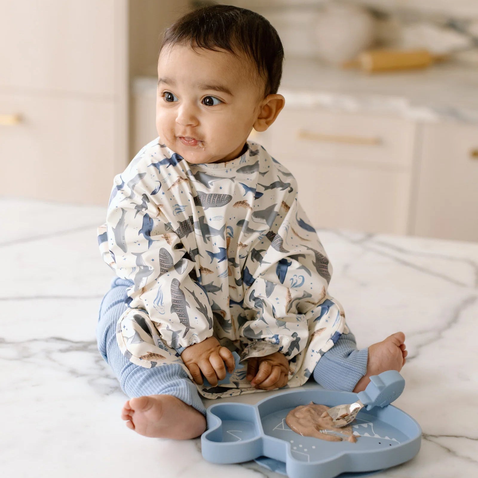 Loulou Lollipop Long Sleeve Waterproof Bib - Lifestyle Sharks