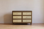 Natural Walnut / Blonde Cane Namesake Marin with Cane 6 Drawer Assembled Dresser 2