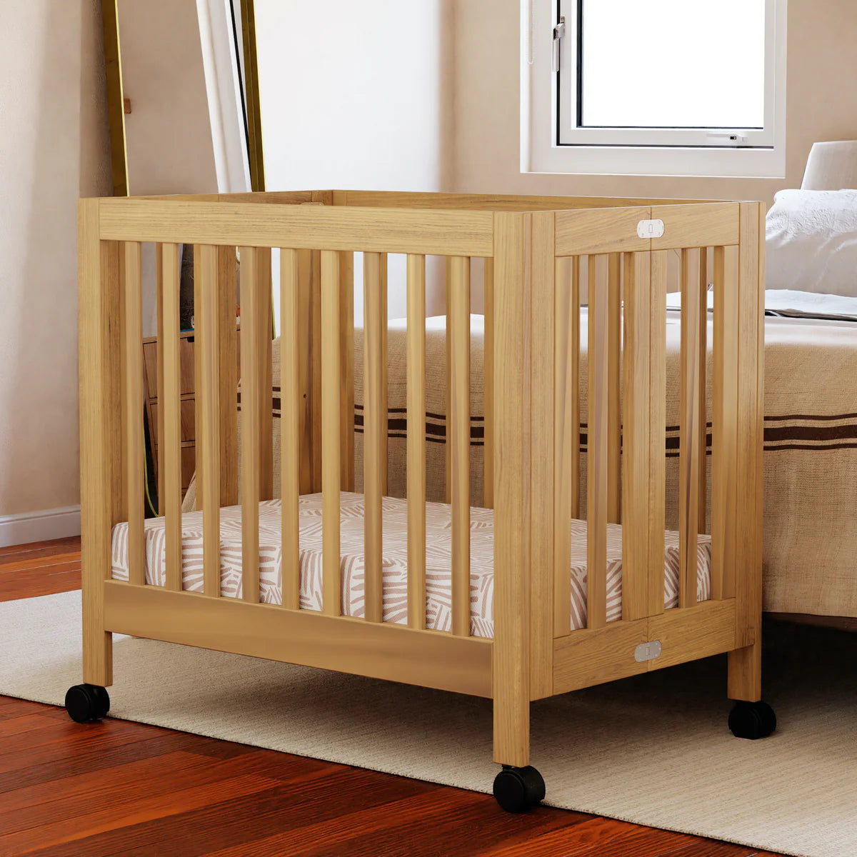 Babyletto Origami Collapsible Mini Crib - Honey Lifestyle 1