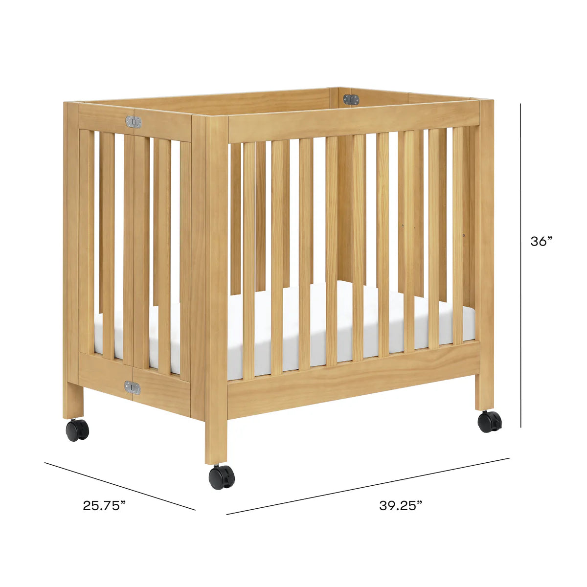 Babyletto Origami Collapsible Mini Crib - Honey Measurements