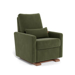 Moss Green Velvet / Walnut - Monte Design Matera Glider Recliner - Performance