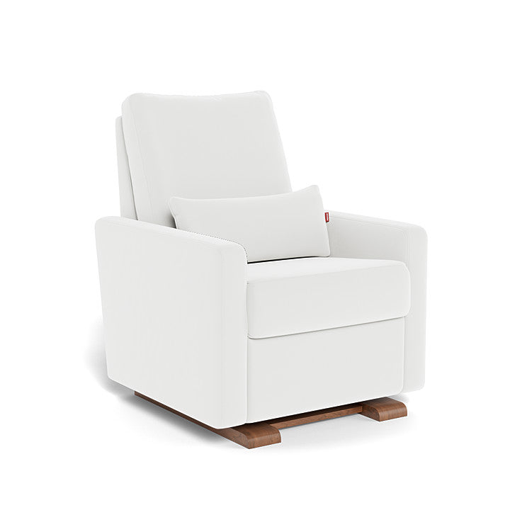 White Microfibre / Walnut - Monte Design Matera Glider Recliner - Performance