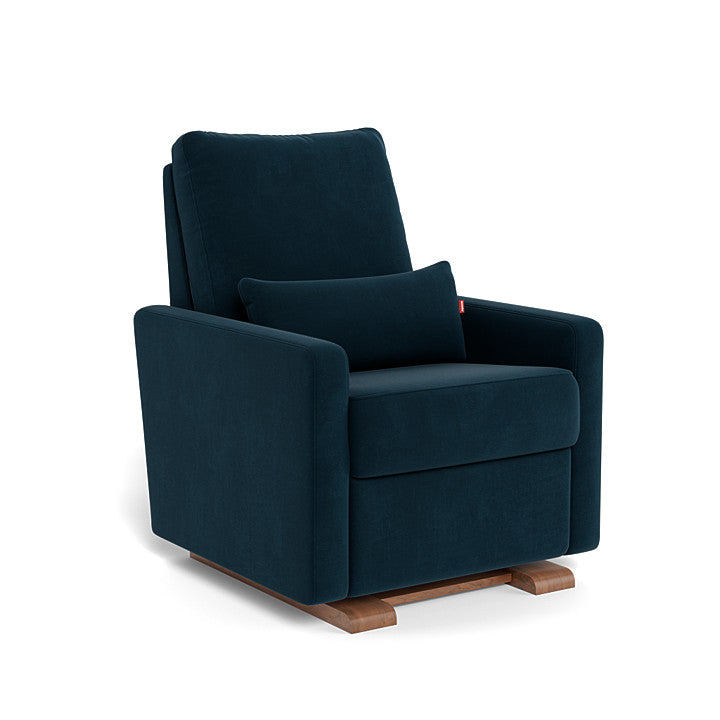 Navy Velvet / Walnut - Monte Design Matera Glider Recliner - Performance