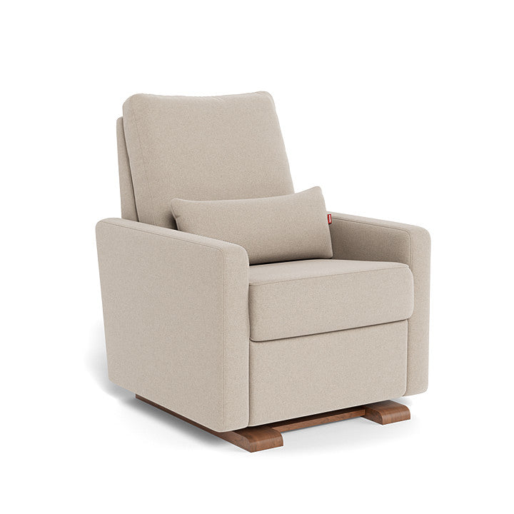 Oatmeal Italian Wool / Walnut - Monte Design Matera Glider Recliner - Premium