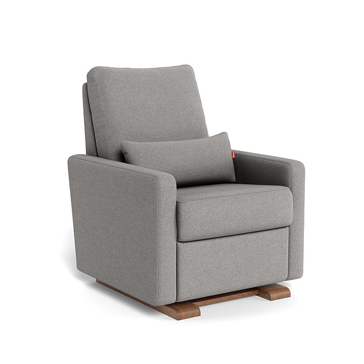 Light Grey Italian Wool / Walnut - Monte Design Matera Glider Recliner - Premium