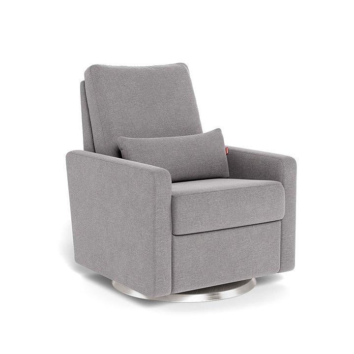 Pebble Grey / Brushed Steel Swivel - Monte Design Matera Glider Recliner - Performance