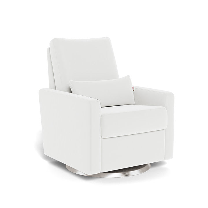 White Microfibre / Brushed Steel Swivel-  Monte Design Matera Glider Recliner - Performance