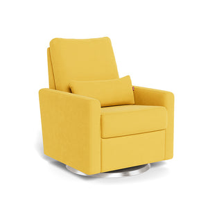 Yellow Microfibre / Brushed Steel Swivel - Monte Design Matera Glider Recliner - Performance
