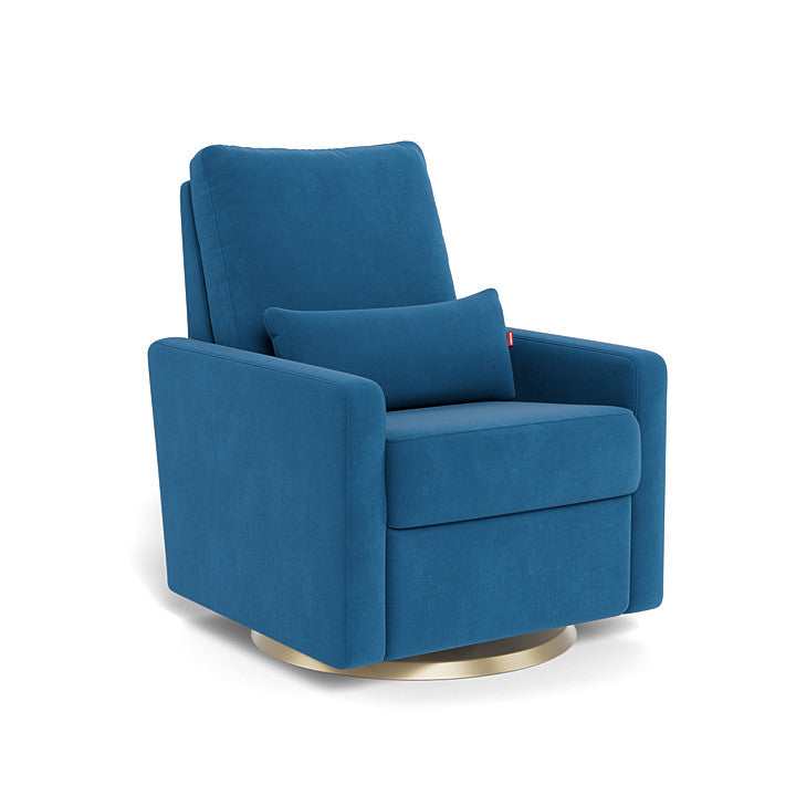 Surf Blue Velvet / Gold Swivel - Monte Design Matera Glider Recliner - Performance