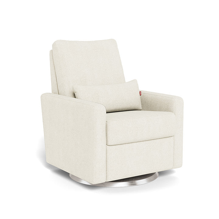 Ivory Boucle / Brushed Steel Swivel - Monte Design Matera Glider Recliner - Performance