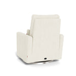 Monte Design Motorized Matera Glider Recliner - Ivory Boucle/Brushed Silver Swivel Base (Quick Ship Edition) - Back View with Charger Access