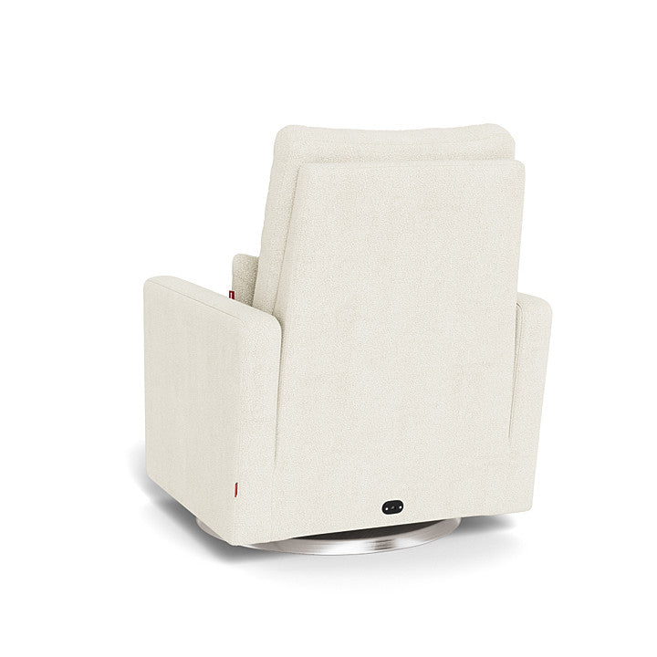 Monte Design Motorized Matera Glider Recliner - Ivory Boucle/Brushed Silver Swivel Base (Quick Ship Edition) - Back View with Charger Access