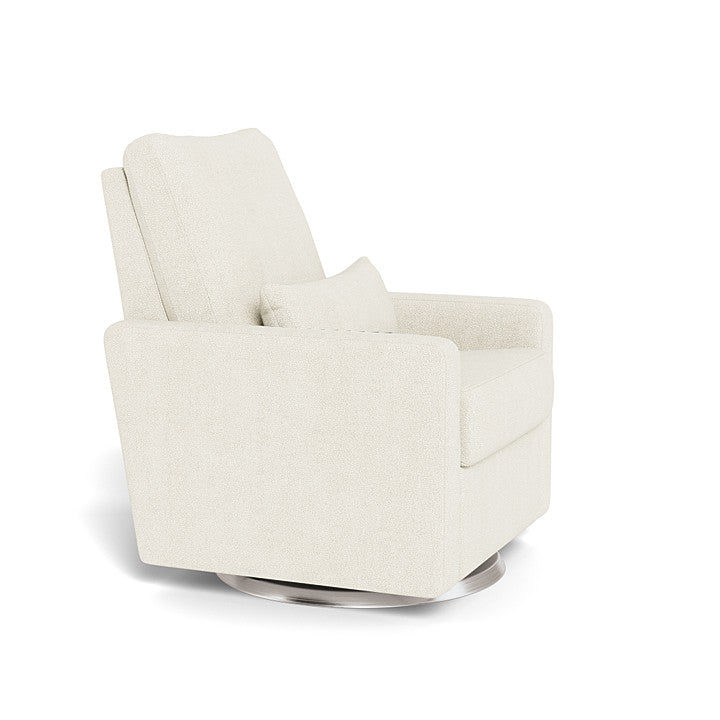 Monte Design Motorized Matera Glider Recliner - Ivory Boucle/Brushed Silver Swivel Base (Quick Ship Edition) - Side Angle