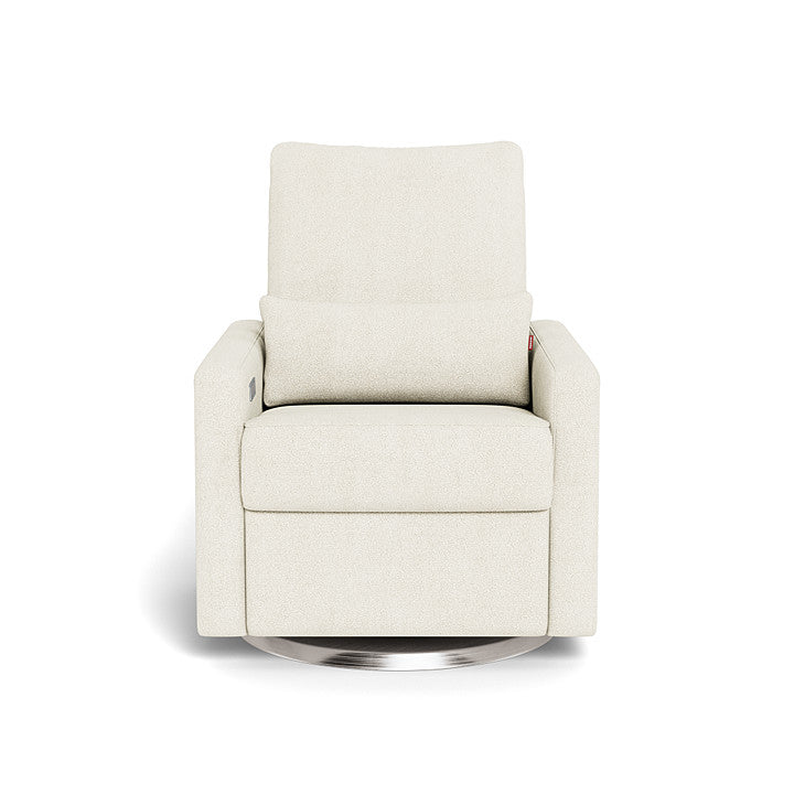 Monte Design Motorized Matera Glider Recliner - Ivory Boucle/Brushed Silver Swivel Base (Quick Ship Edition)