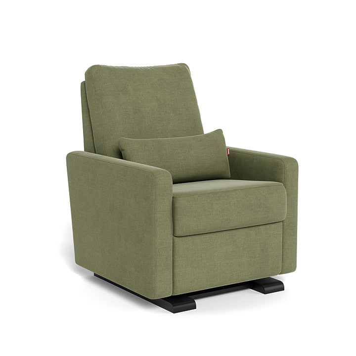 Olive Green Brushed Cotton Linen / Espresso - Monte Design Matera Glider Recliner - Premium