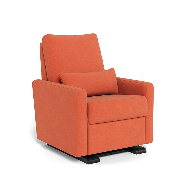 Tangerine Brushed Cotton Linen / Espresso Base - Monte Design Motorized Matera Glider Recliner - Premium