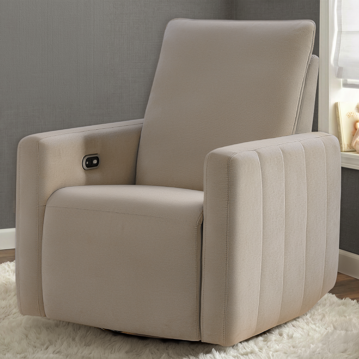 Maxi-Cosi Dorian Swivel Glider & Power Recliner - Crew Fog Lifestyle 2