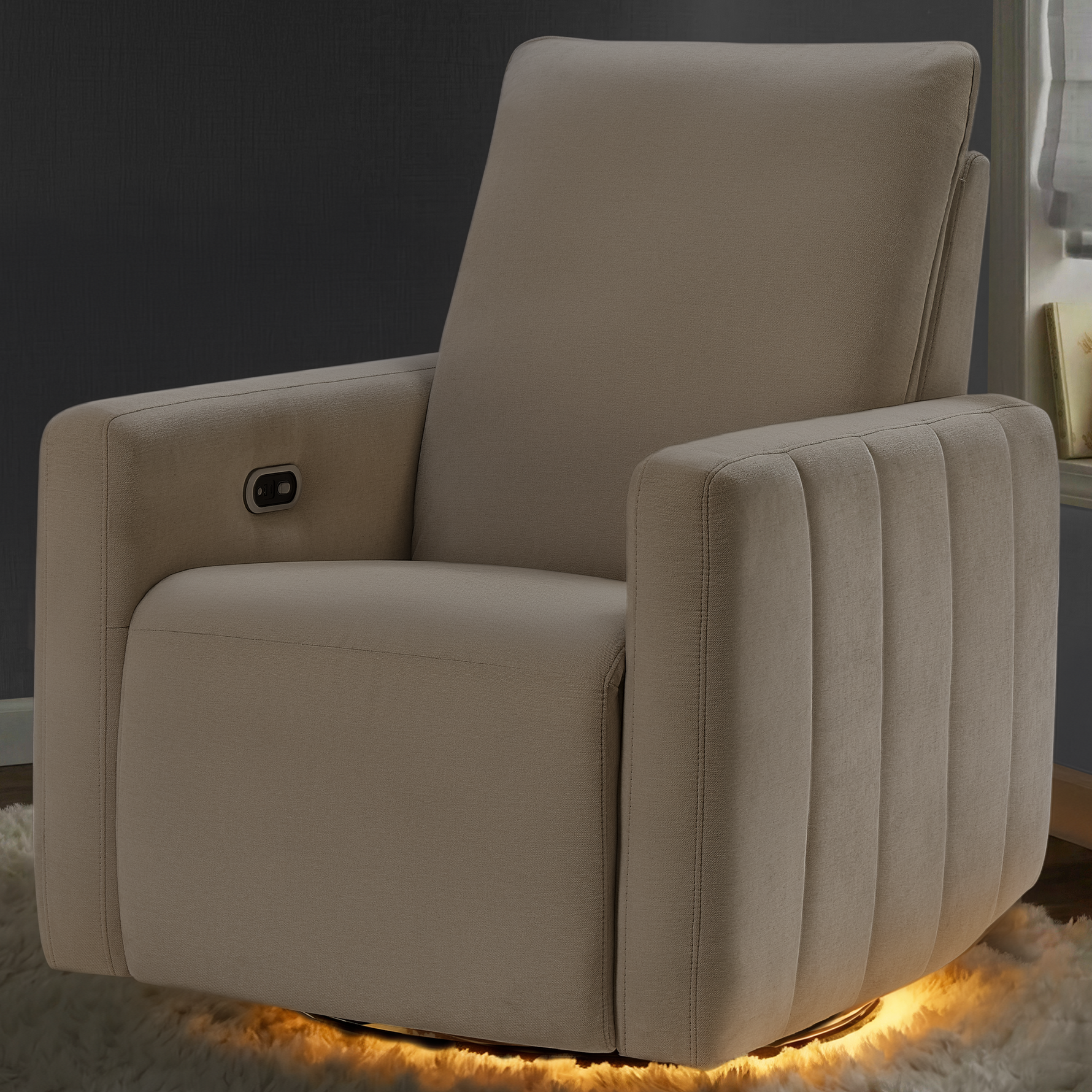 Maxi-Cosi Dorian Swivel Glider & Power Recliner - Crew Fog Lifestyle 3