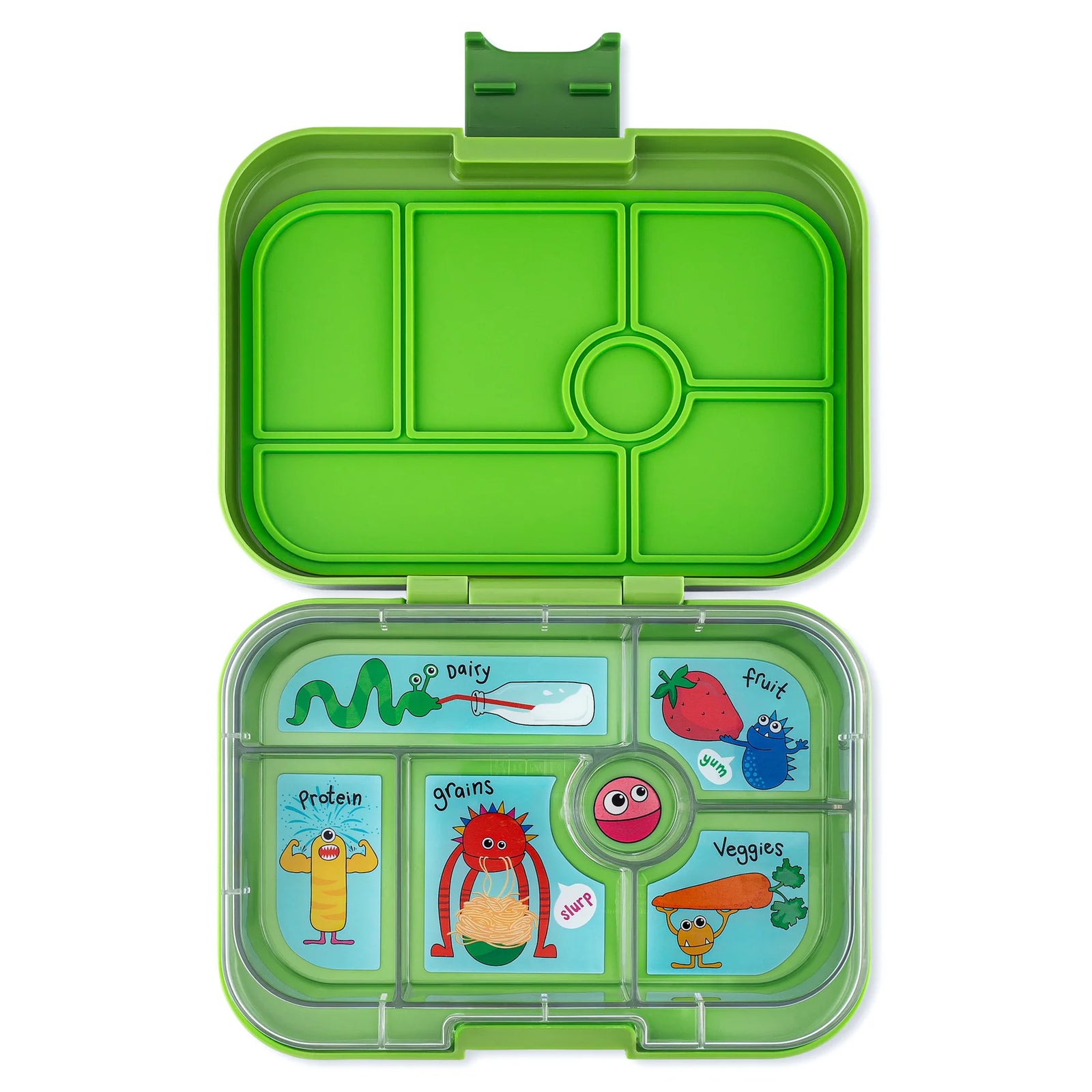 Yumbox Original 6-Compartment Food Tray - Matcha Green/Monster Tray